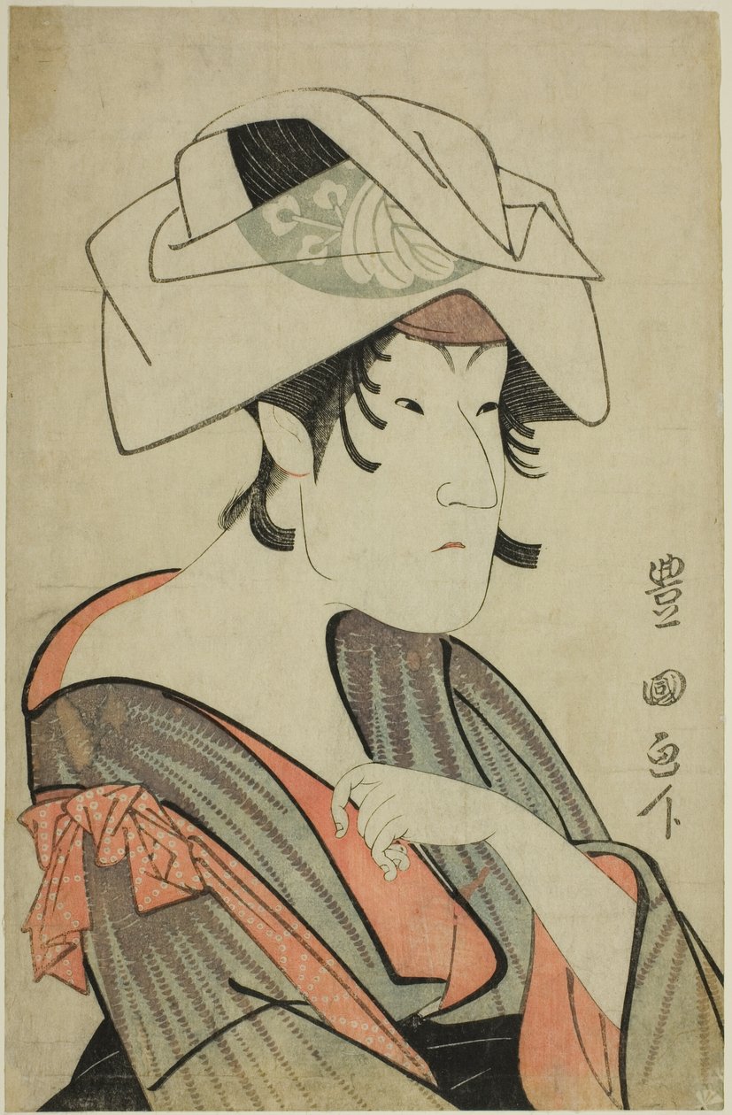Nakayama Tomisaburo. Vestido como una Mujer con una Toalla en la Cabeza de Utagawa Toyokuni I