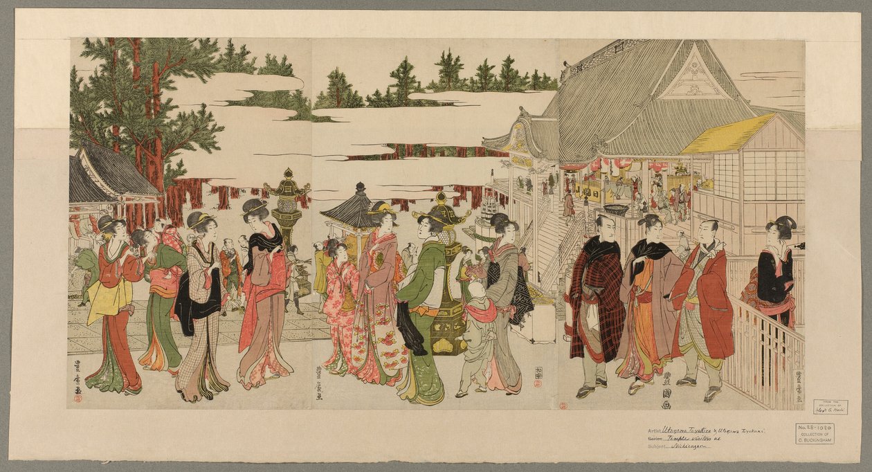 Peregrinación de Año Nuevo al templo Myohoji de Horinouchi (Horinouchi Myohoji eho mairi no zu) de Utagawa Toyokuni I