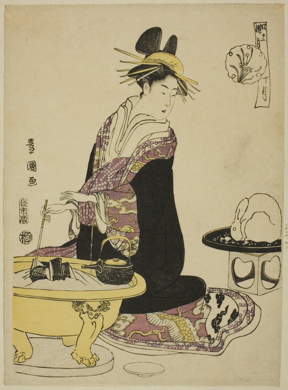 El décimo mes, de la serie "Doce meses de moda" de Utagawa Toyokuni I