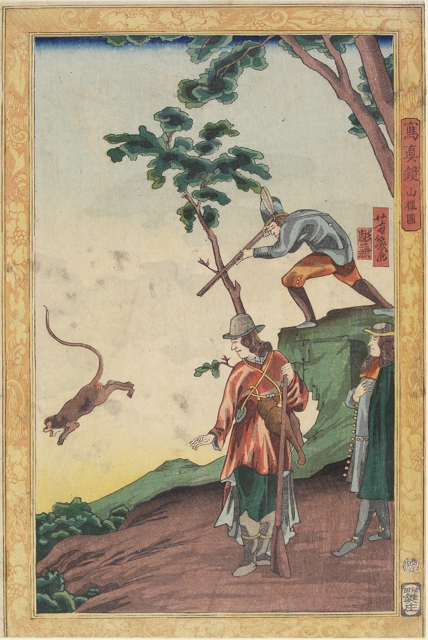 Escena de caza, enero de 1861 de Utagawa Yoshiiku