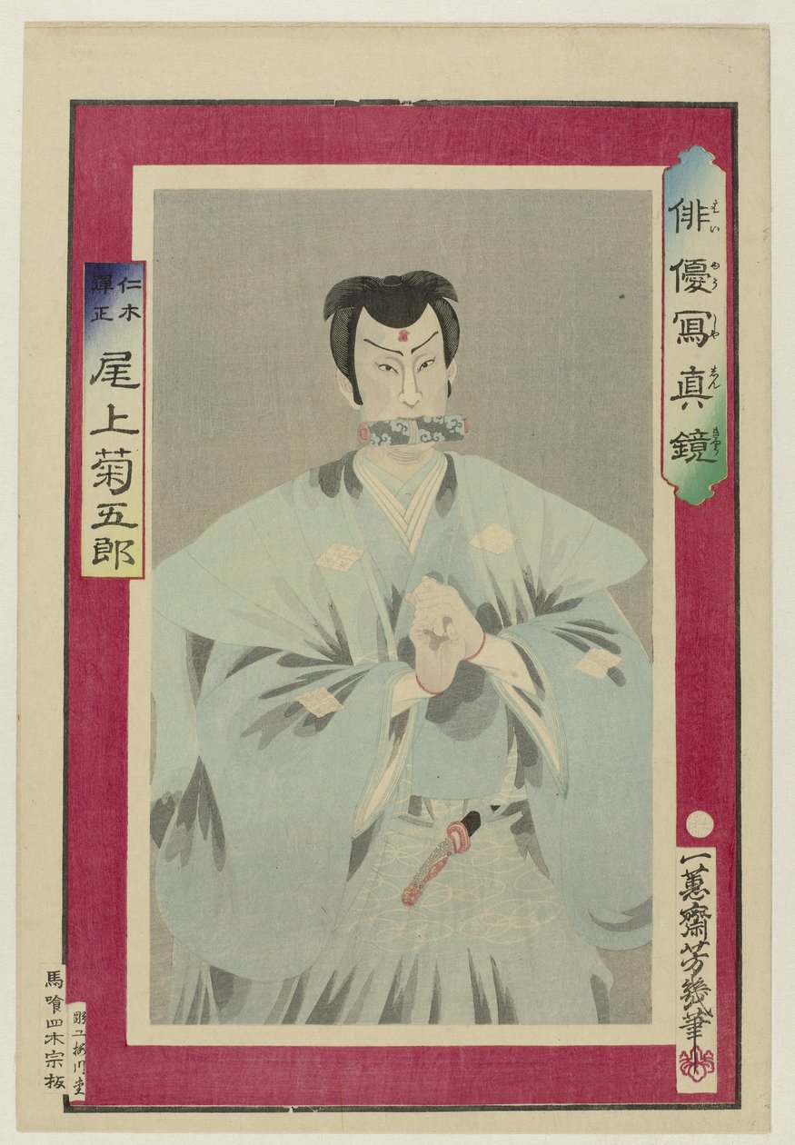 Onoe Kikugoro como Niki Danjo
Haiyu shoshin kyo (título de la serie)
Actores famosos a la vida de Utagawa Yoshiiku