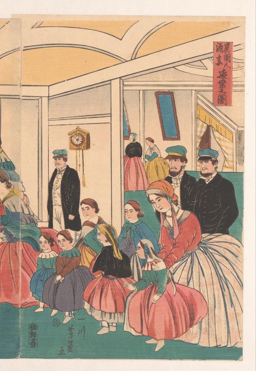 Los extranjeros se divierten en un banquete. de Utagawa Yoshikazu