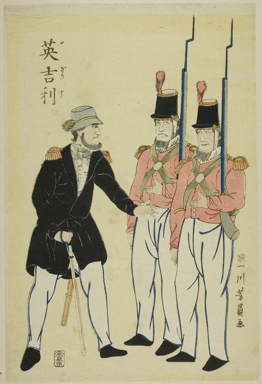 Oficial inglés y soldados de Utagawa Yoshikazu