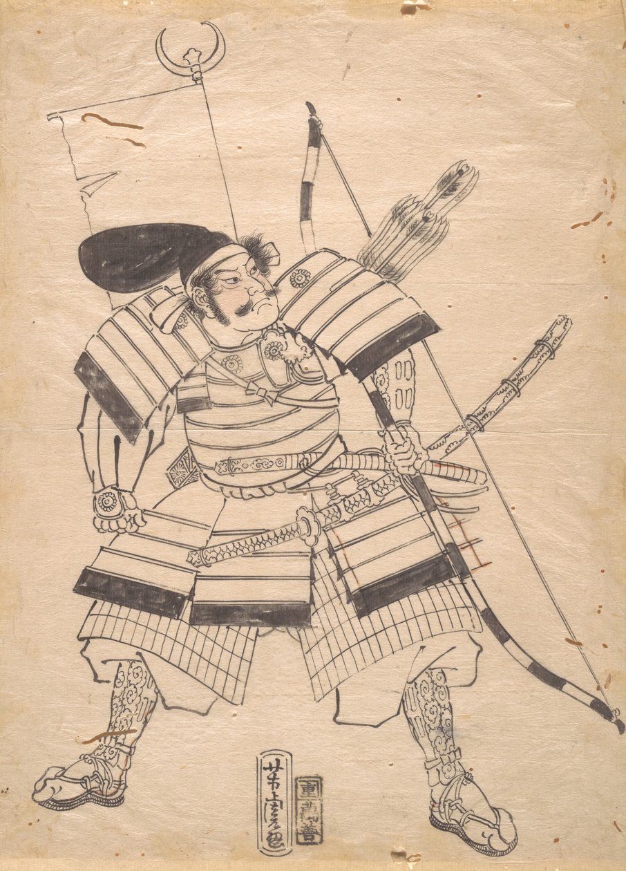 Dibujo preparatorio para una impresión de guerrero, siglo XIX de Utagawa Yoshitora