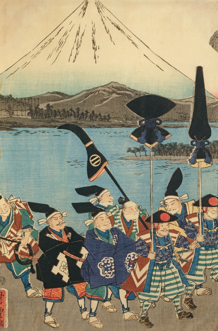 El séquito del Daimyo ante el Monte Fuji de Utagawa Yoshitora
