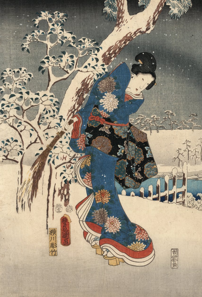 Impresión Ukiyo-e del Cuento de Genji por Kunisada y Hiroshige de Utagawa and Hiroshige  Kunisada