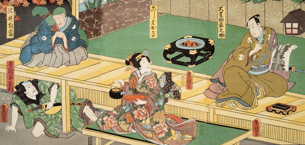 Escena de Genji monogatari (Cuento de Genji) de Murasaki Shibuku de Utagawa and Toyokuni Kuniyoshi