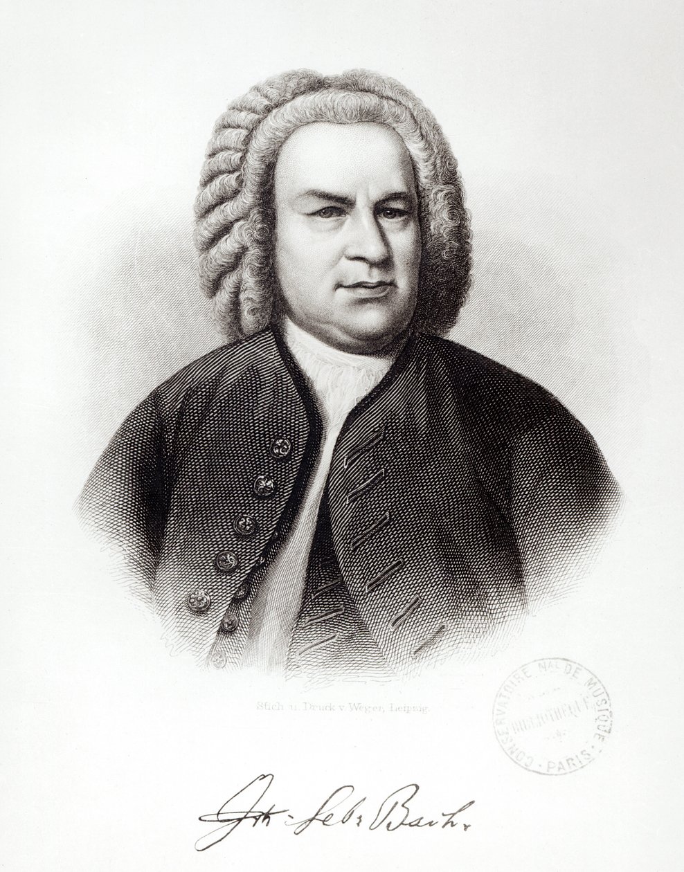 Retrato de Johann Sebastian Bach (1685-1750) de V. Weger