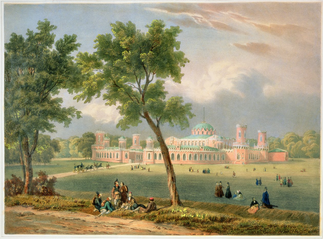 El Palacio de Pedro el Grande en Moscú, impreso por Edouard Jean-Marie Hostein, publicado por Lemercier, París, 1840s de V. Adam