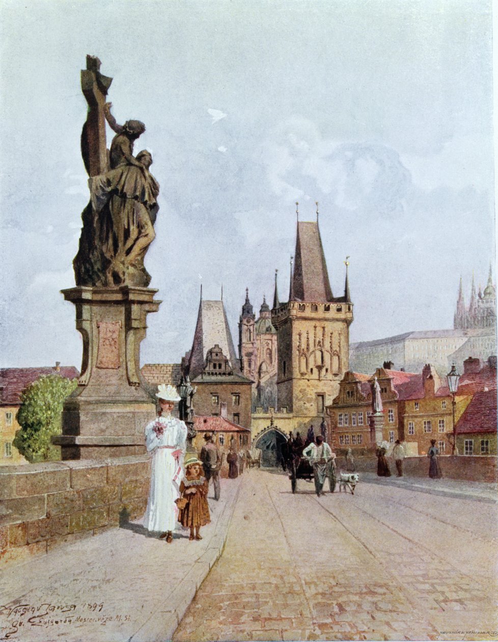 Estatua de Santa Lutgardis en el Puente de Carlos, Praga, ilustración de 