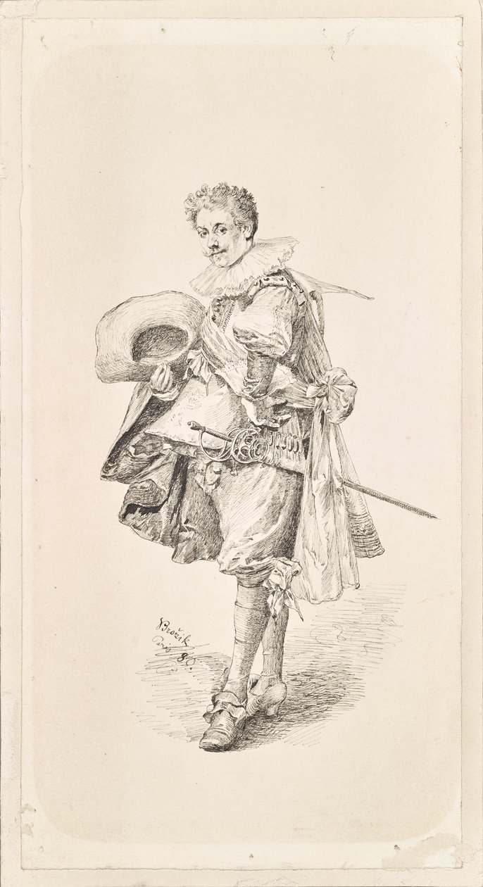 Caballero con traje renacentista y gorguera de Vaclav Brozik
