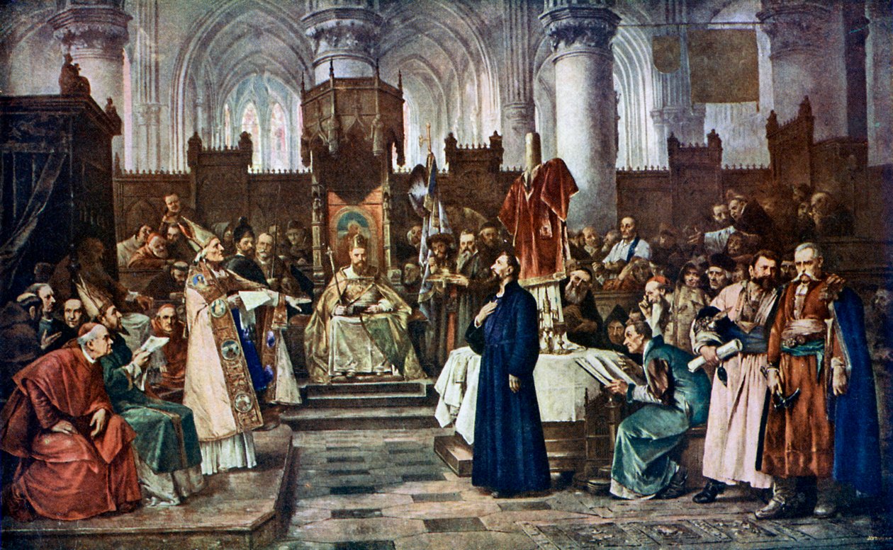 Jan Hus ante el Concilio de Constanza, 1415 de Vaclav Brozik
