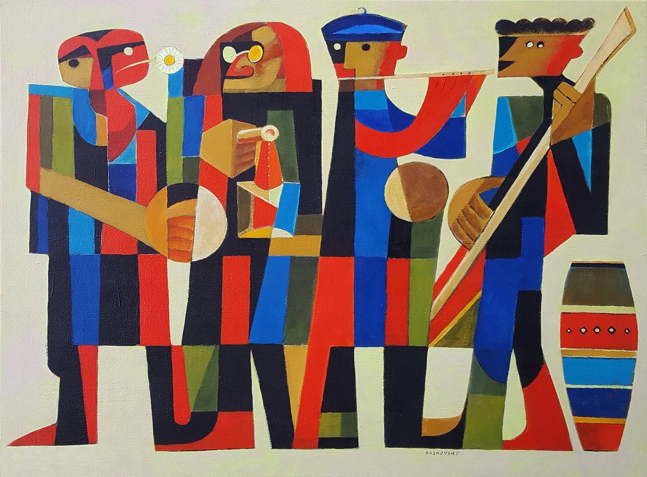 Cuatro músicos, 2017 (acrílico sobre lienzo) de Vadym Vaskovsky