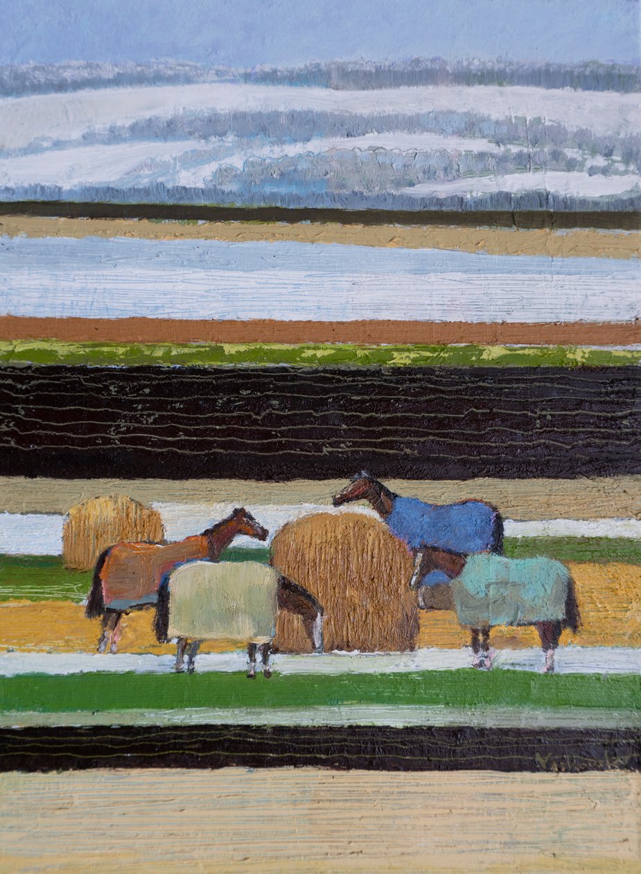 Caballos en mantas, 2022 (óleo sobre lienzo) de Vadym Vaskovsky