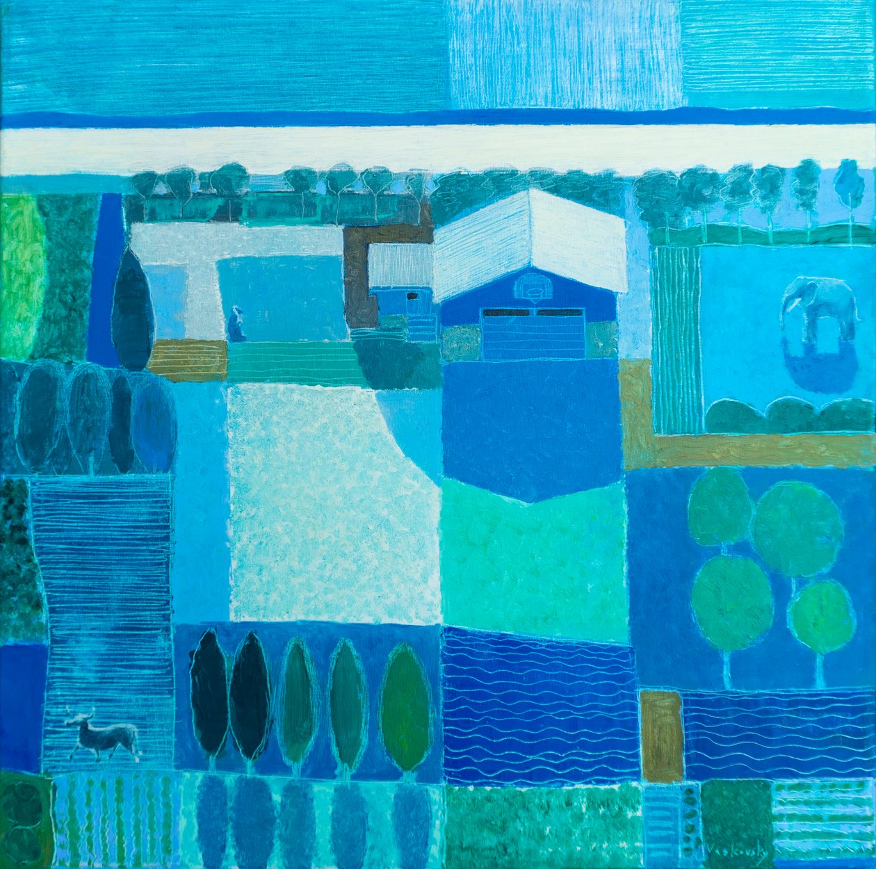 Jardín de esculturas, 2022 (óleo sobre lienzo) de Vadym Vaskovsky