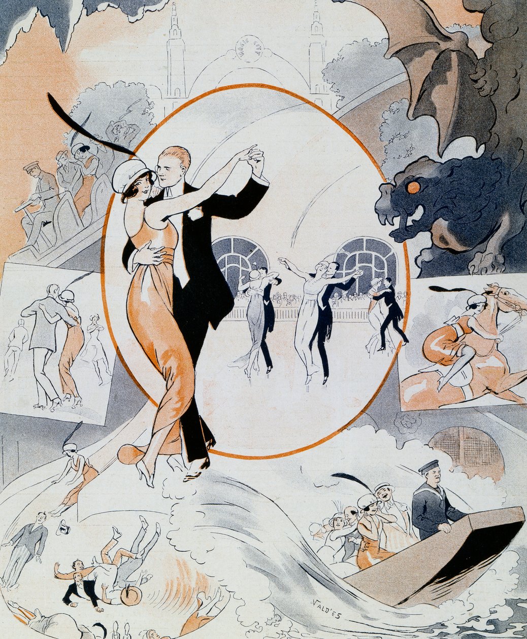Escena de baile, de la revista La Vie Parisienne, Francia de Vald