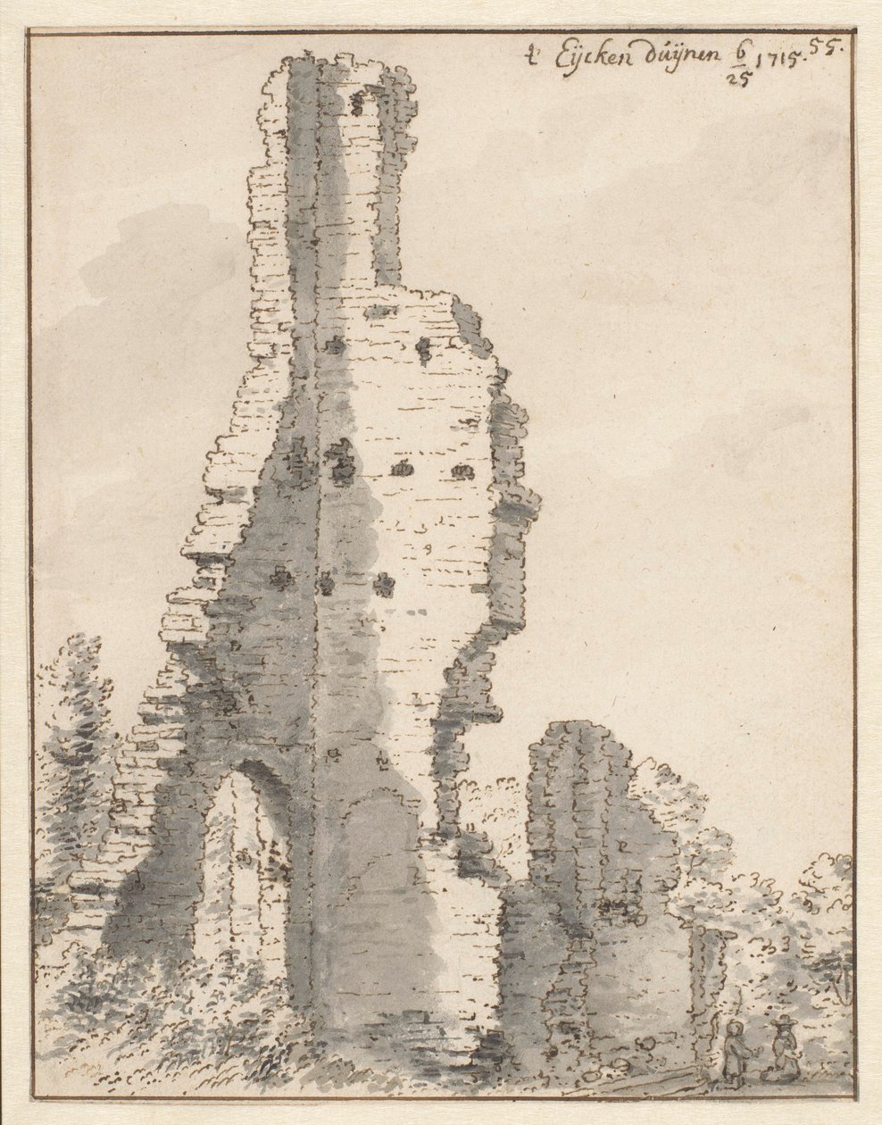La ruina de la iglesia de Eik en Duinen cerca de La Haya de Valentijn Klotz (attributed to)