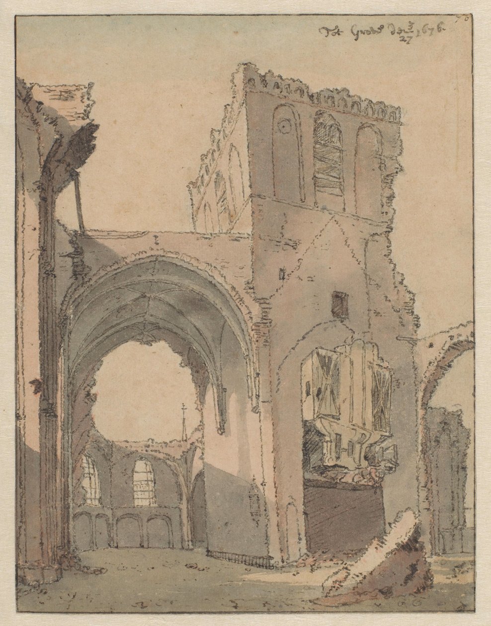 La ruina de la Grote Kerk en Grave de Valentijn Klotz (attributed to)