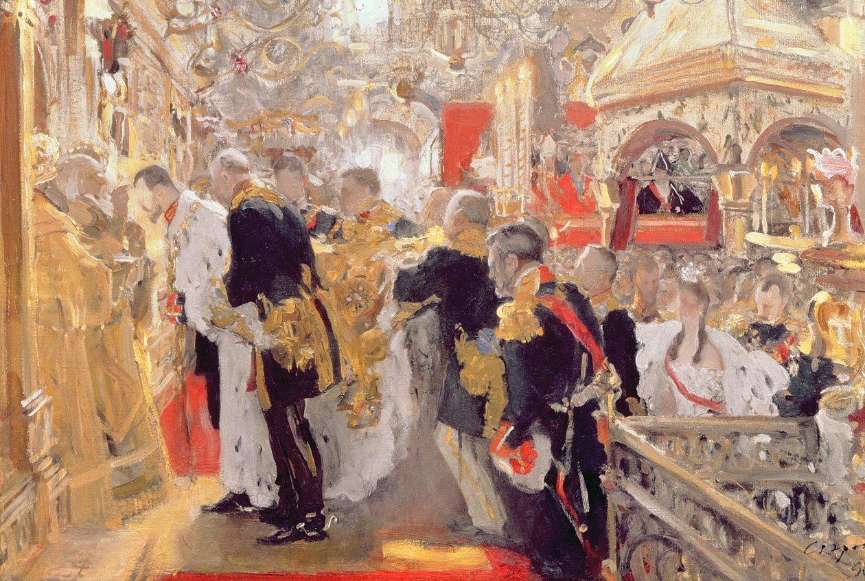 La Coronación del Emperador Nicolás II (1868-1918) en la Catedral de la Asunción, 1896 de Valentin Aleksandrovich Serov