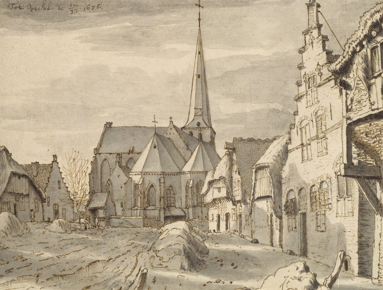 Frente a la Iglesia en Veghel, 1676 de Valentin Klotz