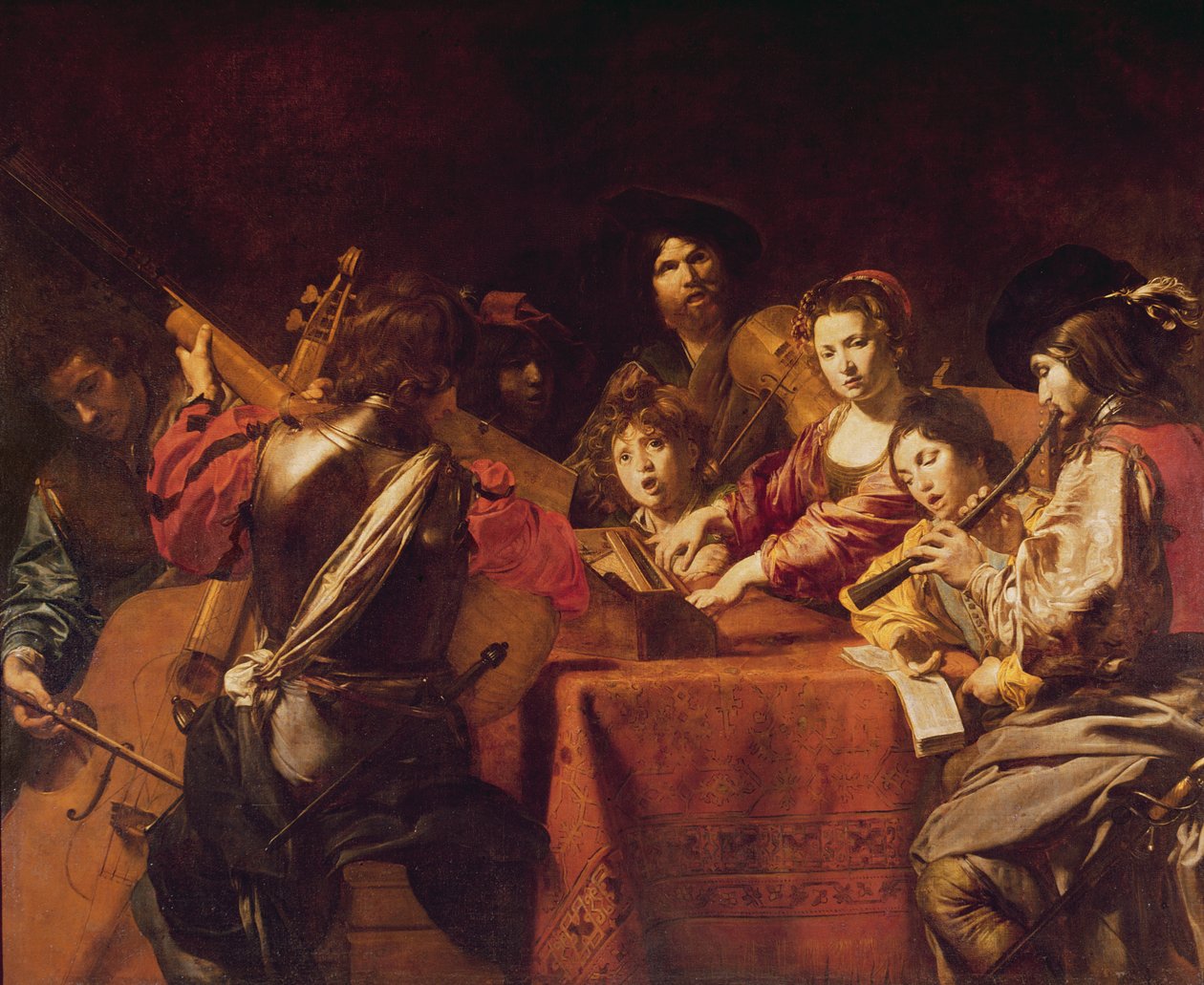 Concierto con ocho personas de Valentin de Boulogne