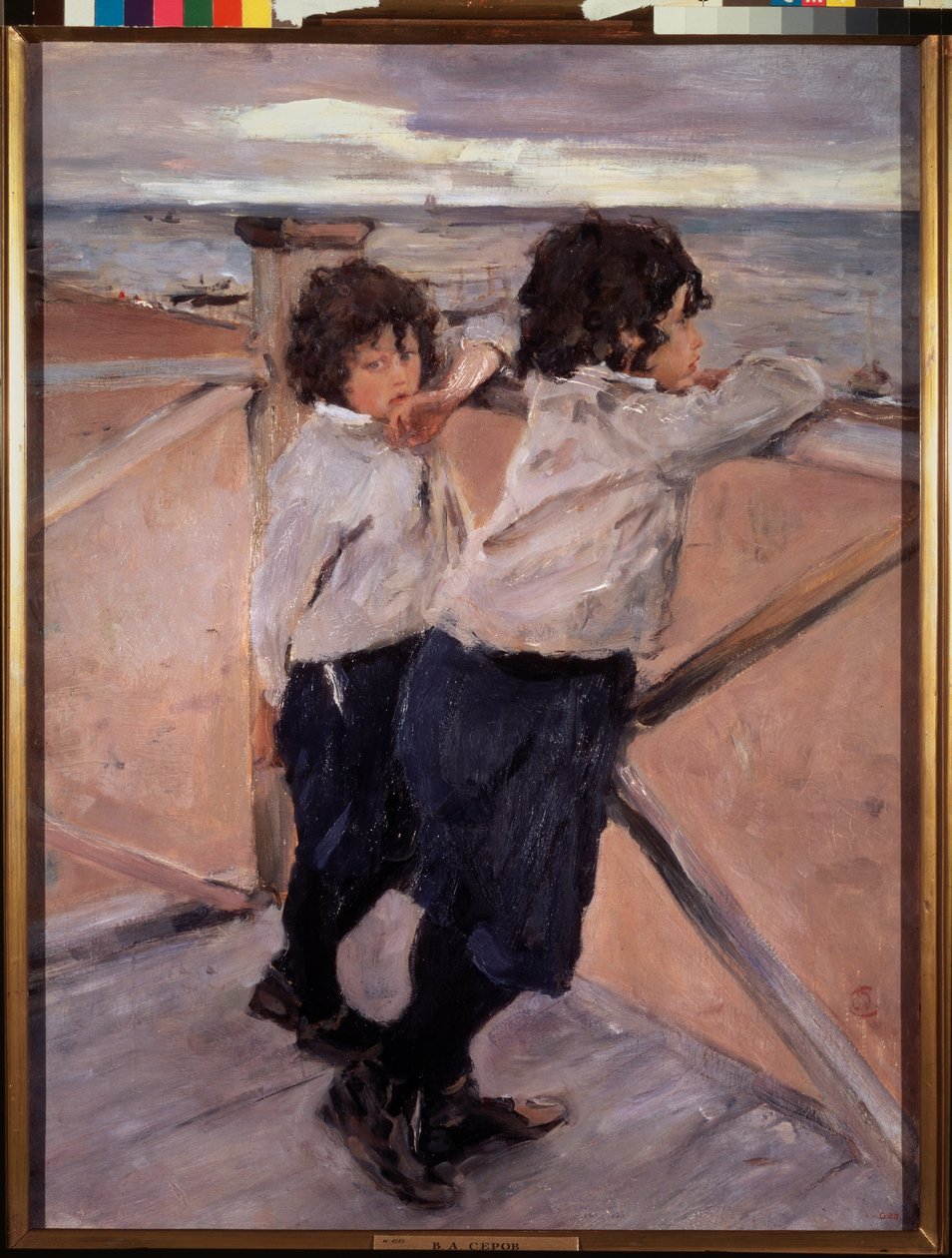 Niños. (Dos hermanos, sobre un pontón de madera, frente al Mar Báltico). Pintura de Valentin Alexandrovich Serov (1865-1911), óleo sobre lienzo de Valentin Aleksandrovich Serov