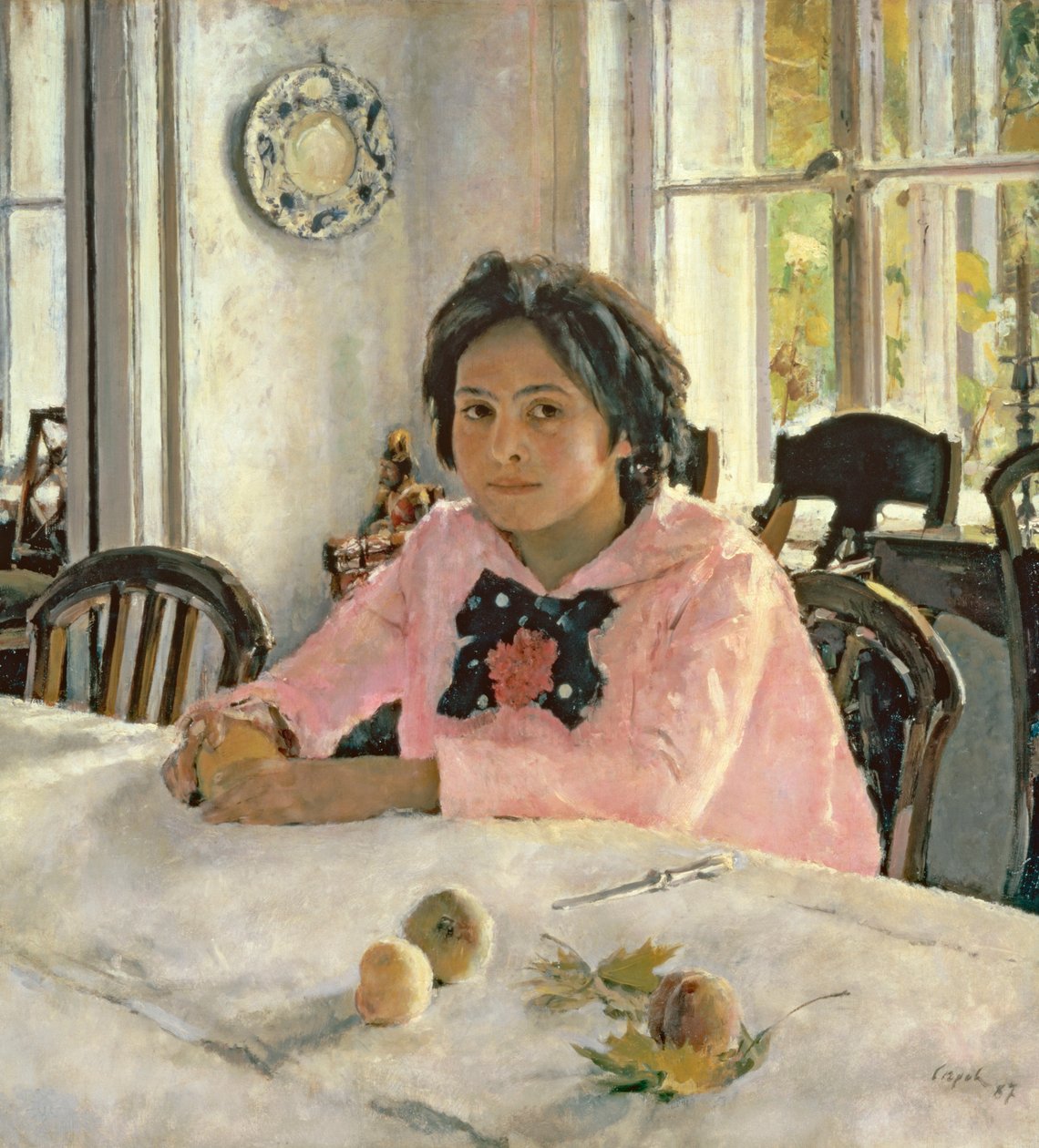 Niña con duraznos de Valentin Aleksandrovich Serov