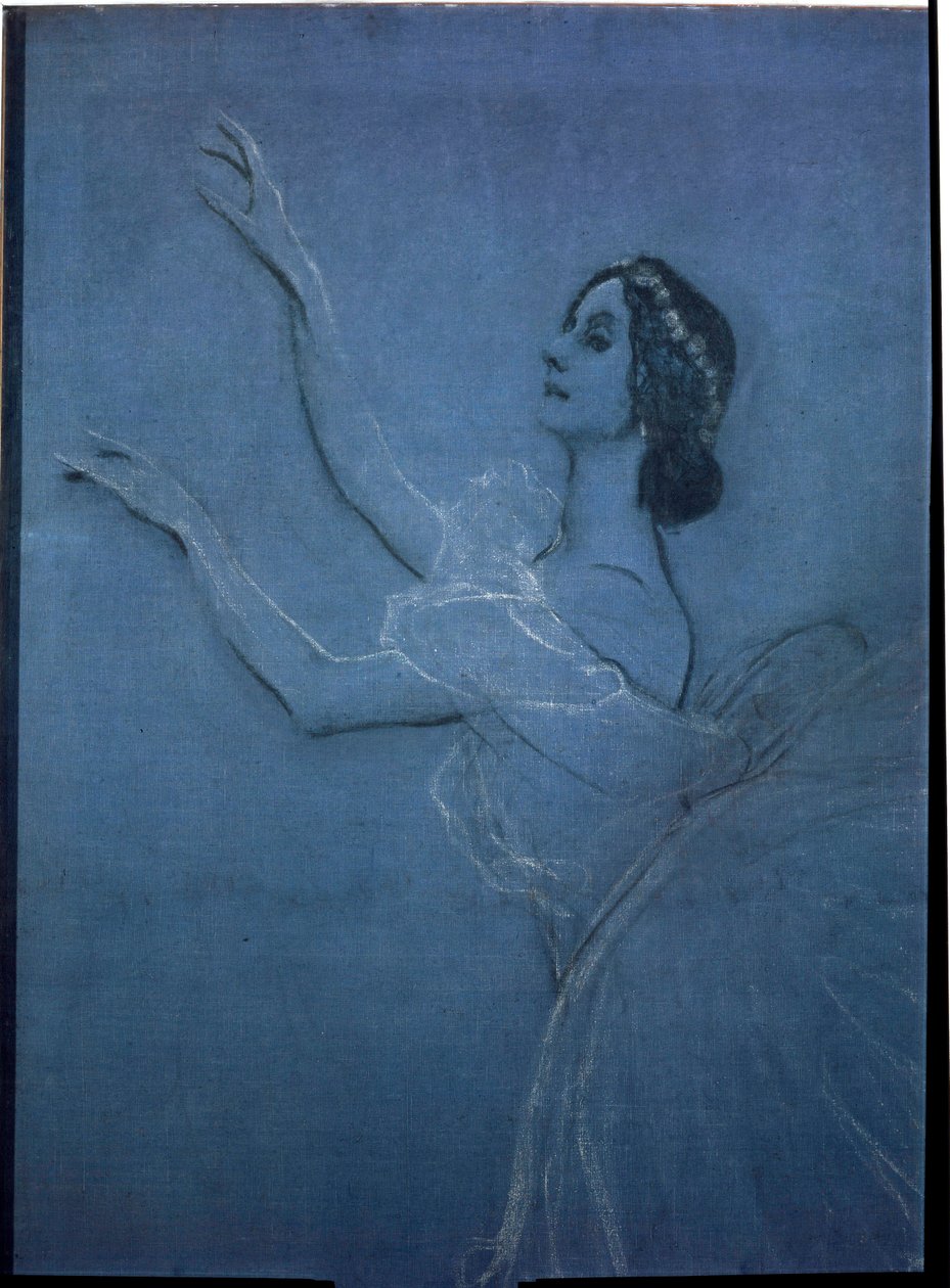 La bailarina Anna Pavlova (1882-1931) en el ballet ""Sylphides"" de Frederic Chopin (1810-1849) (detalle). Obra de Valentin Alexandrovich Serov (1865-1911), témpera y tiza sobre lienzo de Valentin Aleksandrovich Serov