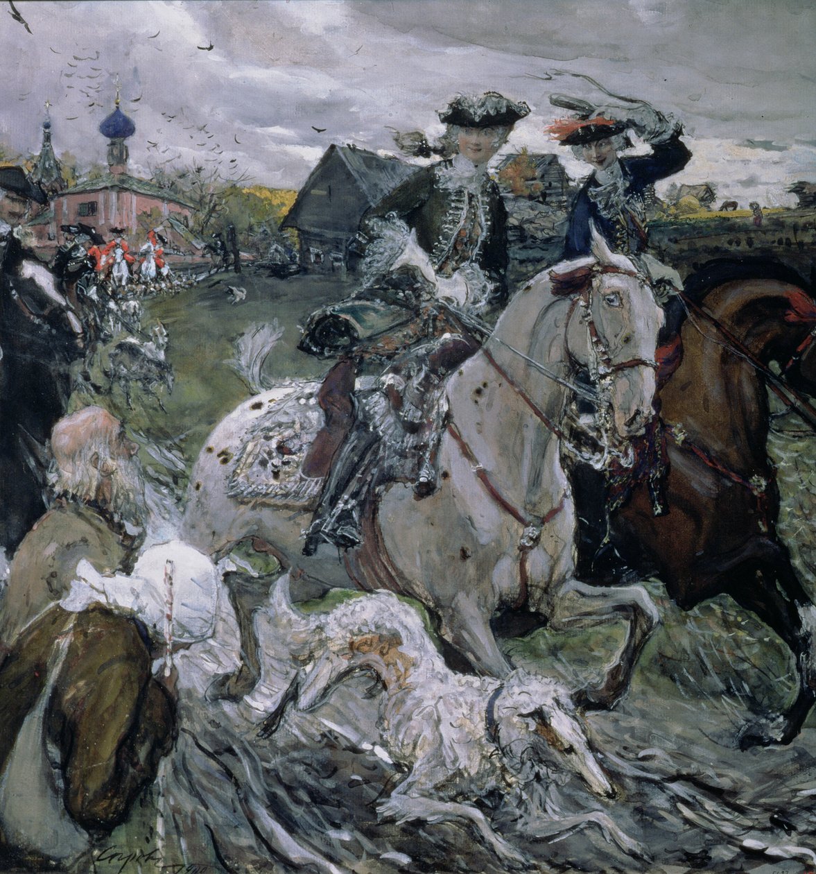 Pedro II (1715-30) y la Zarina Isabel (1709-62) Cazando, 1900 de Valentin Aleksandrovich Serov