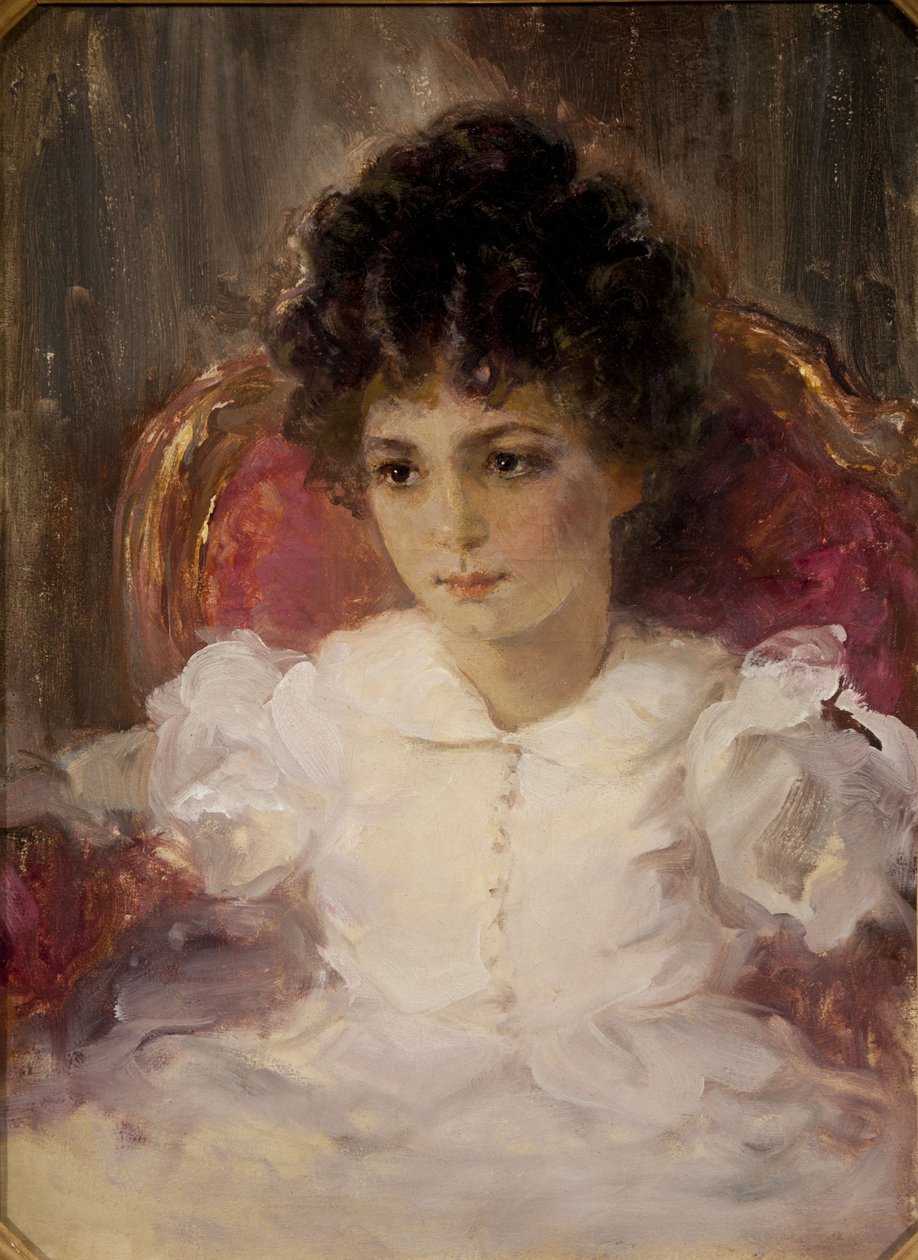 Retrato de Tatyana Sergeevna Khokhlova, nacida Botkina 1897-1985 como niña de Valentin Aleksandrovich Serov
