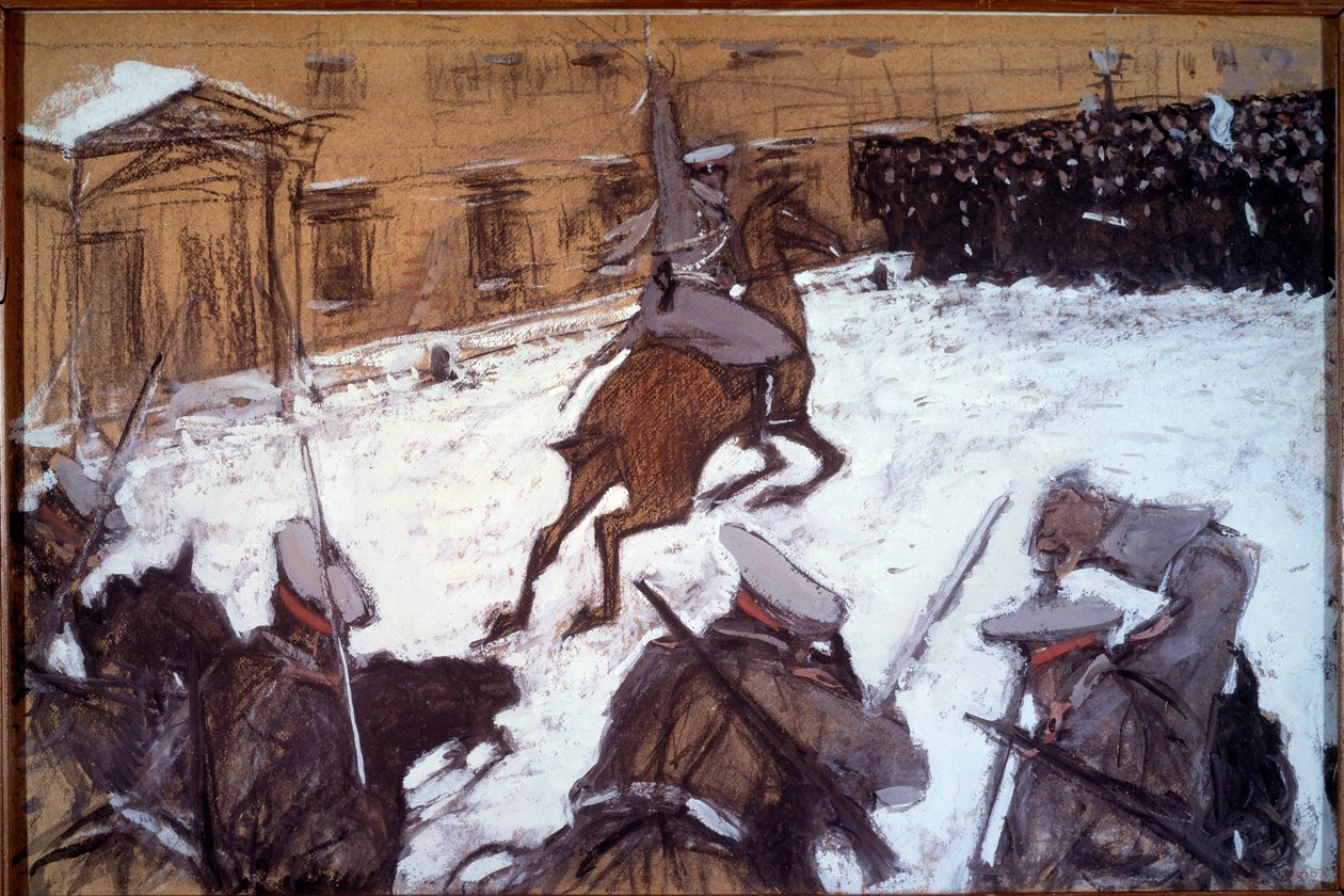 Domingo Rojo (Domingo Sangriento) en San Petersburgo: Represión militar durante las manifestaciones de 1905 en San Petersburgo de Valentin Aleksandrovich Serov