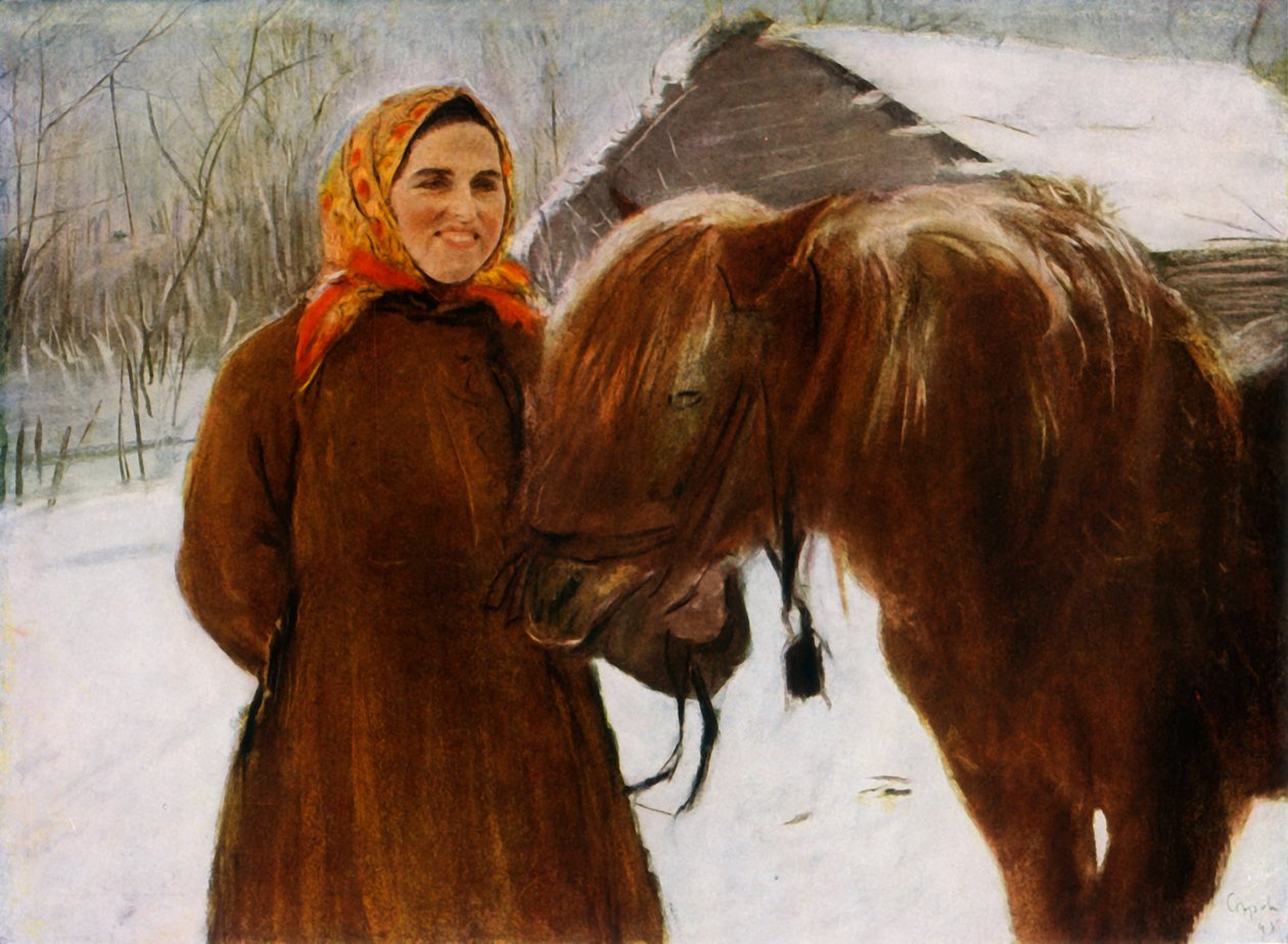 Mujer con un caballo, 1898, 1965 de Valentin Serov