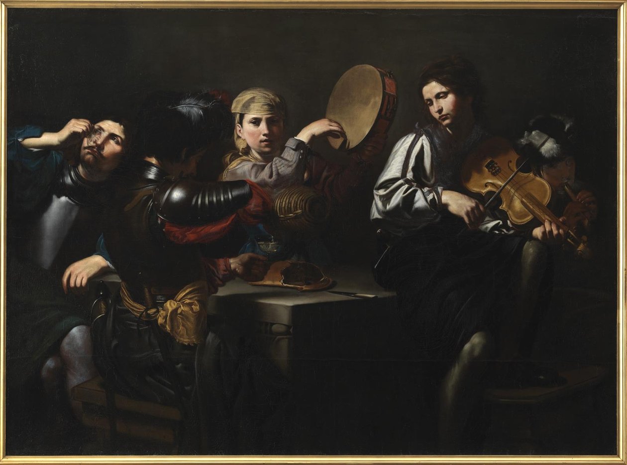 Músicos y soldados de Valentin de Boulogne