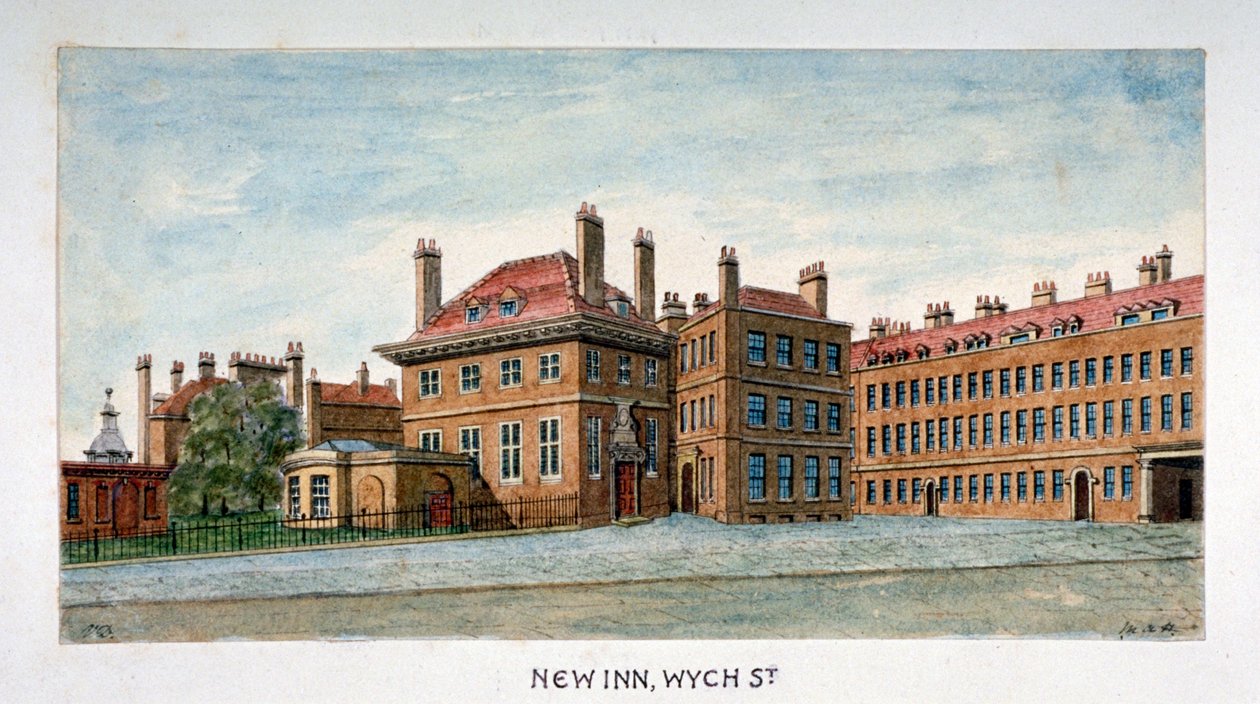 Vista de New Inn en Wych Street, Westminster, Londres, c. 1800 de Valentine Davis