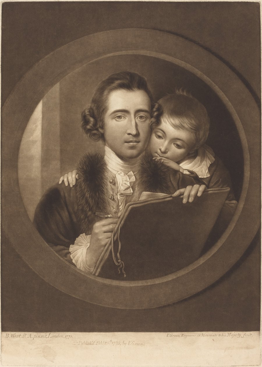 Benjamin West, Esqr R.A. y su hijo RI West de Valentine Green after Benjamin West