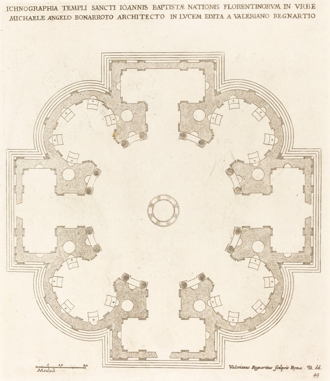 Plano de la iglesia de San Juan Bautista de Valerien Regnard