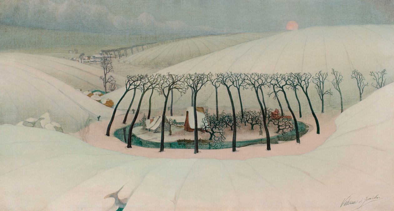 Una granja en un valle, c.1916 (óleo sobre lienzo) de Valerius de Saedeleer
