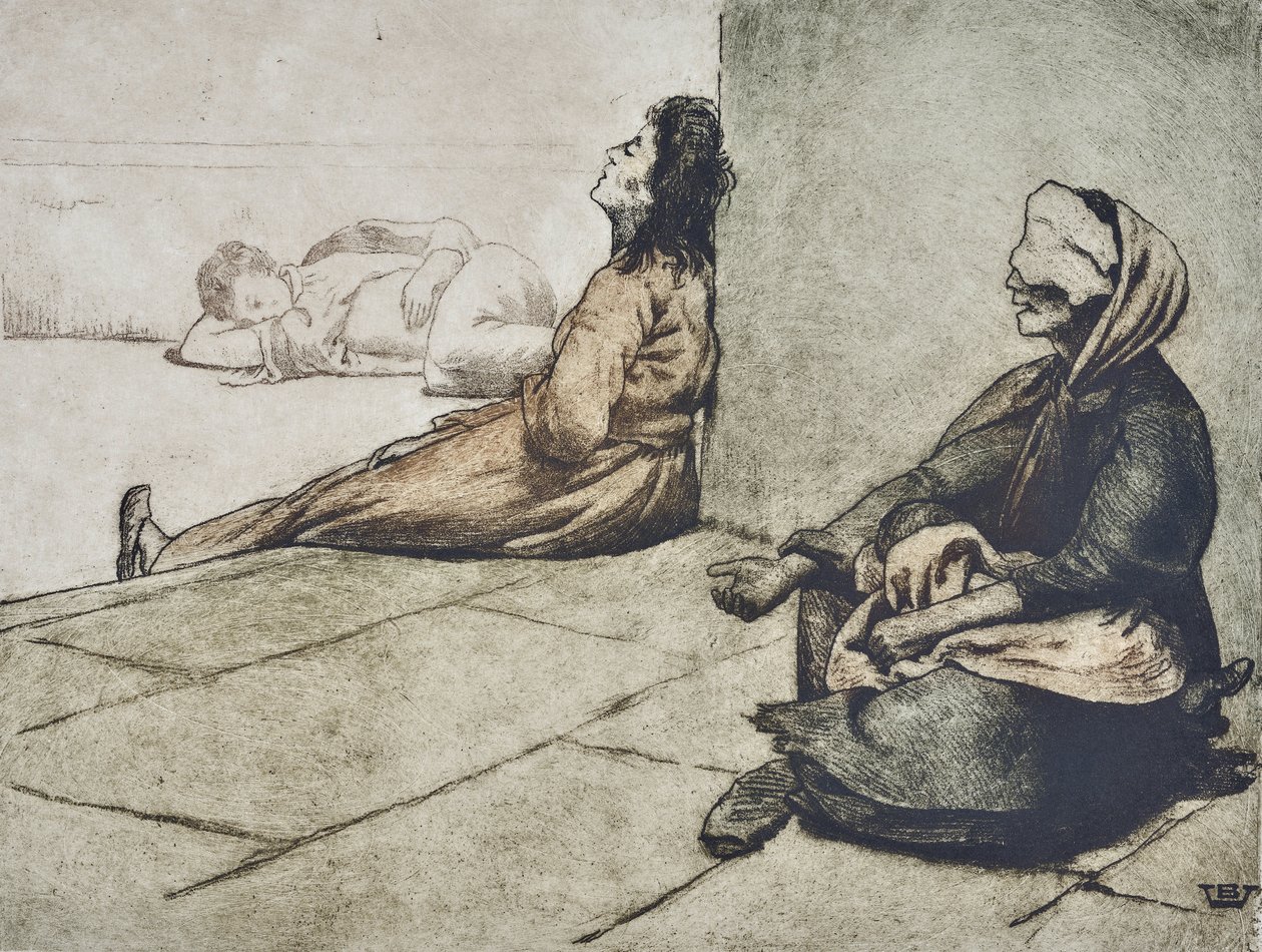 Mendigos napolitanos (dibujo) de Valère Bernard