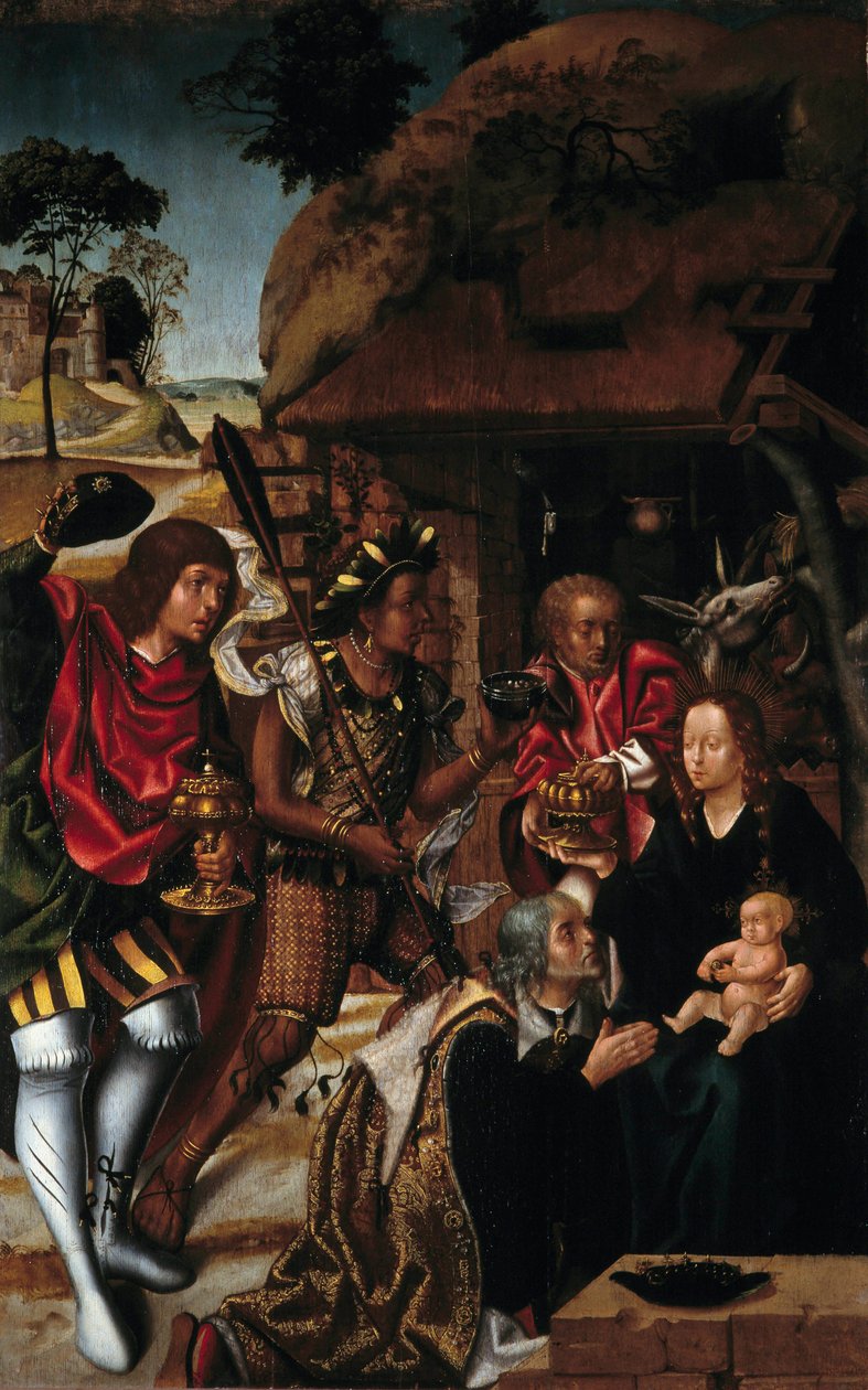 La Adoración de los Reyes Magos - Pintura portuguesa de Vasco Fernandes (Grao Vasco) (v1480-v1543) de Vasco (c.1475 c.1542) Fernandes
