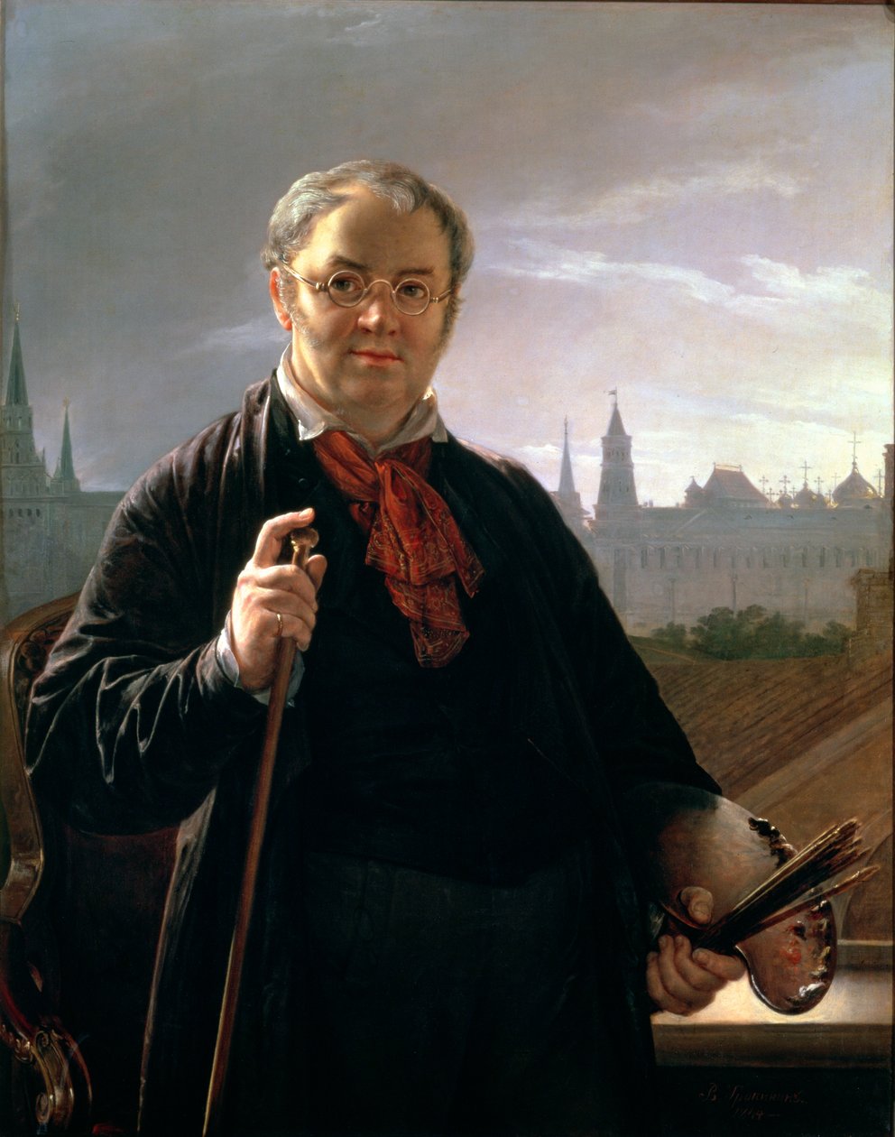 Autorretrato contra la Ventana con Vista del Kremlin, 1846 de Vasili Andreevich Tropinin