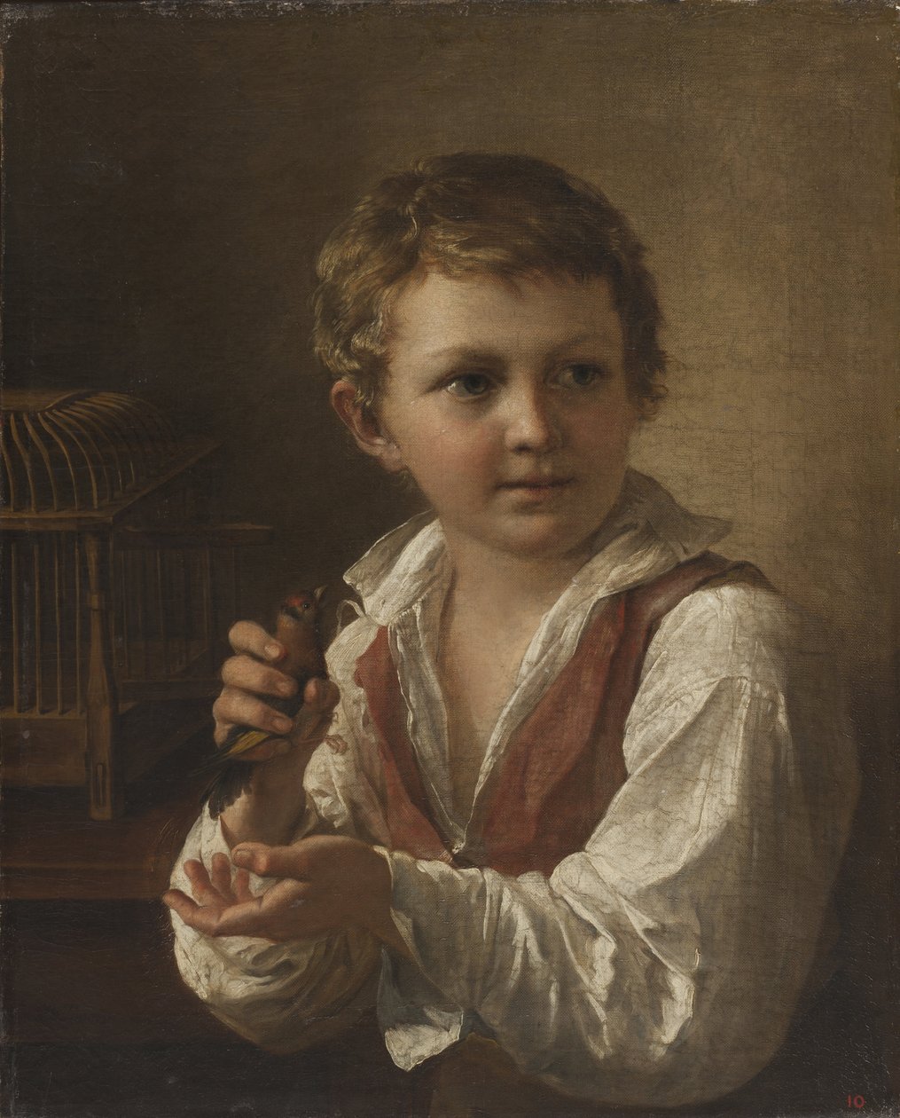 Niño con un Jilguero de Vasili Andreyevich Tropinin