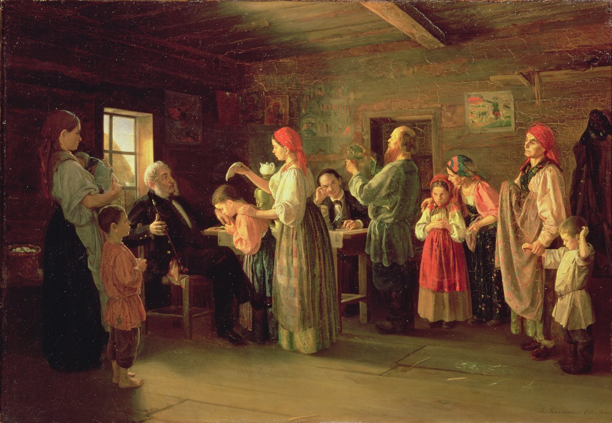 Inspección de un hogar infantil, 1866 de Vasili Efimovich Kallistov