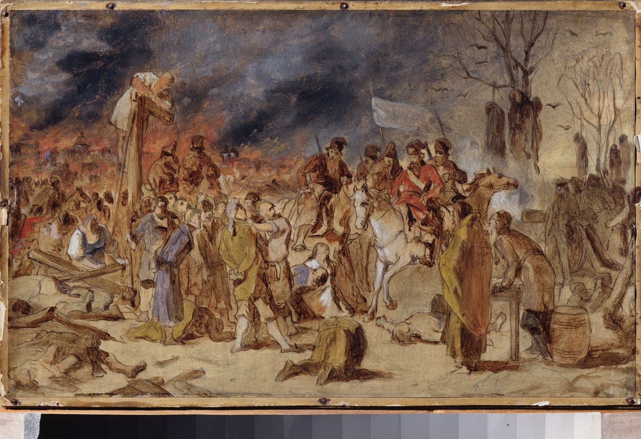 La revuelta de Pugachev en 1773. (Guerra de los campesinos rusos de Vasili Grigorevich Perov