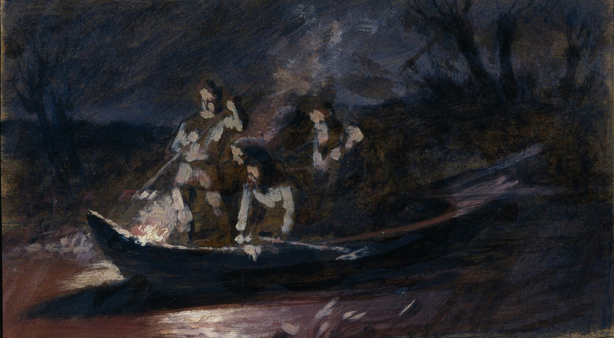Pesca nocturna con lanza, 1870s de Vasili Grigorevich Perov