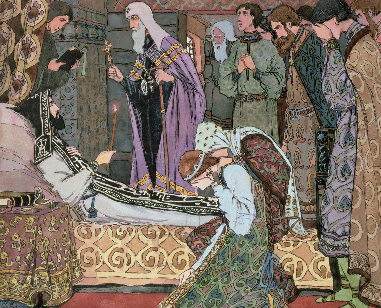 Lecho de muerte del Gran Duque Dmitry de Don (1350-89), c.1910 de Vasili Vasil