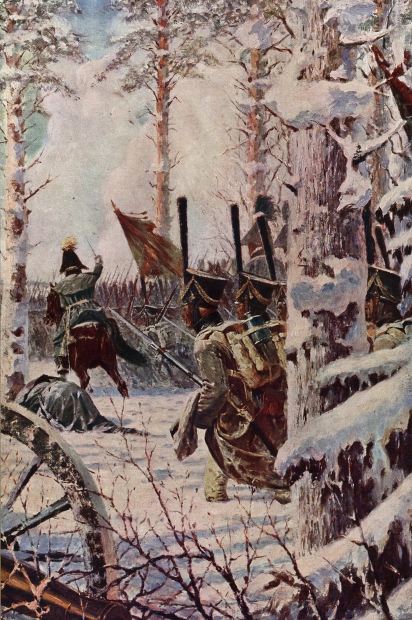 Carga de bayoneta - Hurrah-Hurrah (litografía en color) de Vasili Vasilievich Vereshchagin
