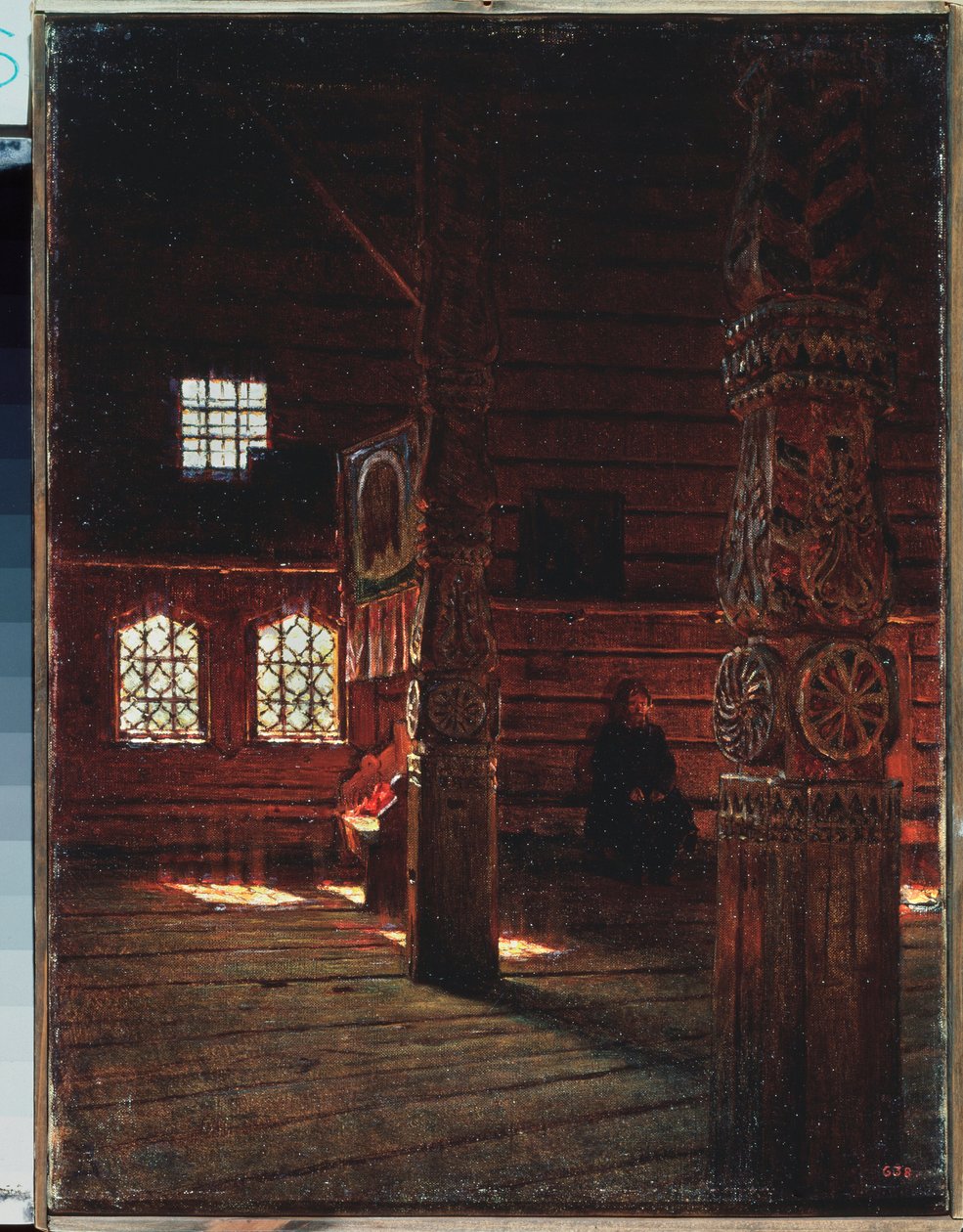 Interior de la Iglesia de Pedro y Pablo en Puchug - Pintura de Vasili Vasilyevich Vereshchagin (Vassili Vereshchagin) (1842-1904), óleo sobre lienzo de Vasili Vasilievich Vereshchagin