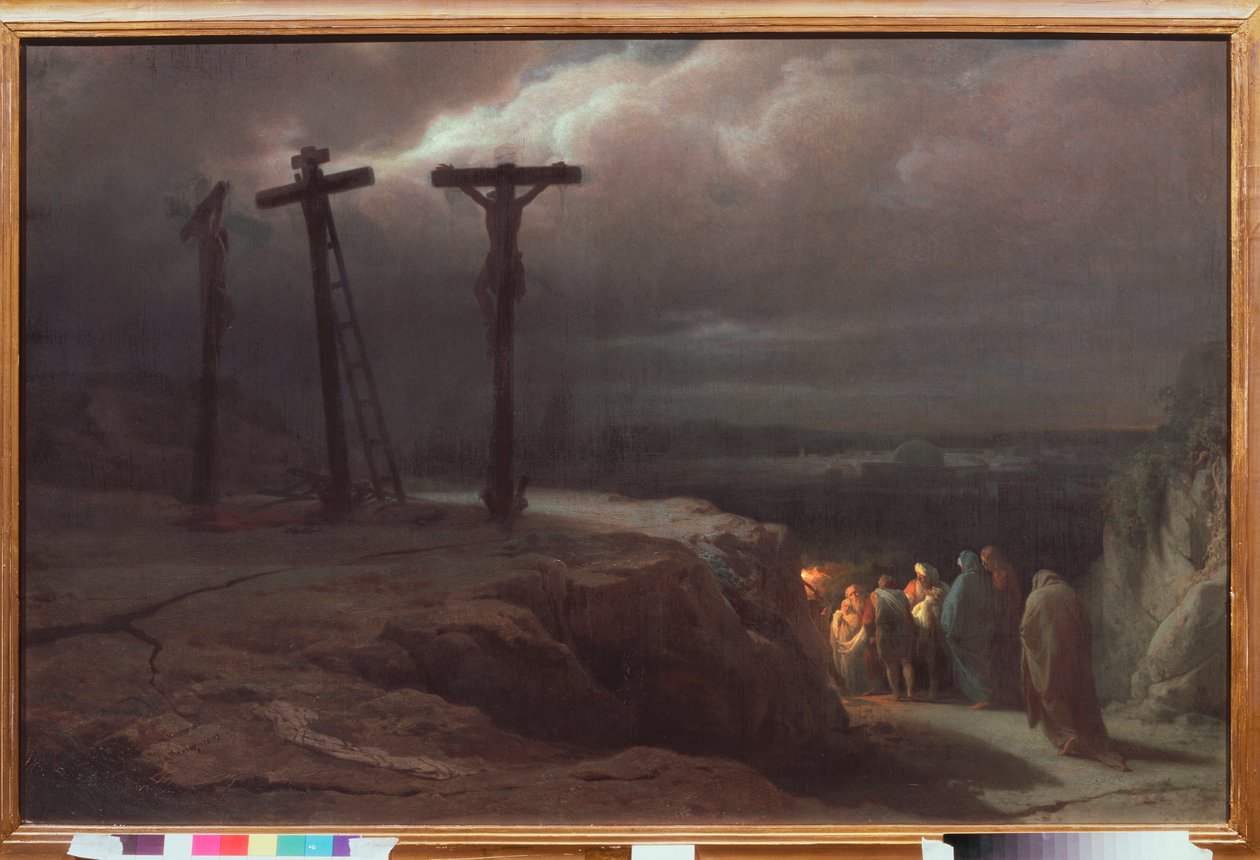 Noche en el Calvario - Pintura de Vasili Petrovich Vereshchagin (Vassili Vereshchagin) (1835-1909), óleo sobre lienzo de Vasili Vasilievich Vereshchagin
