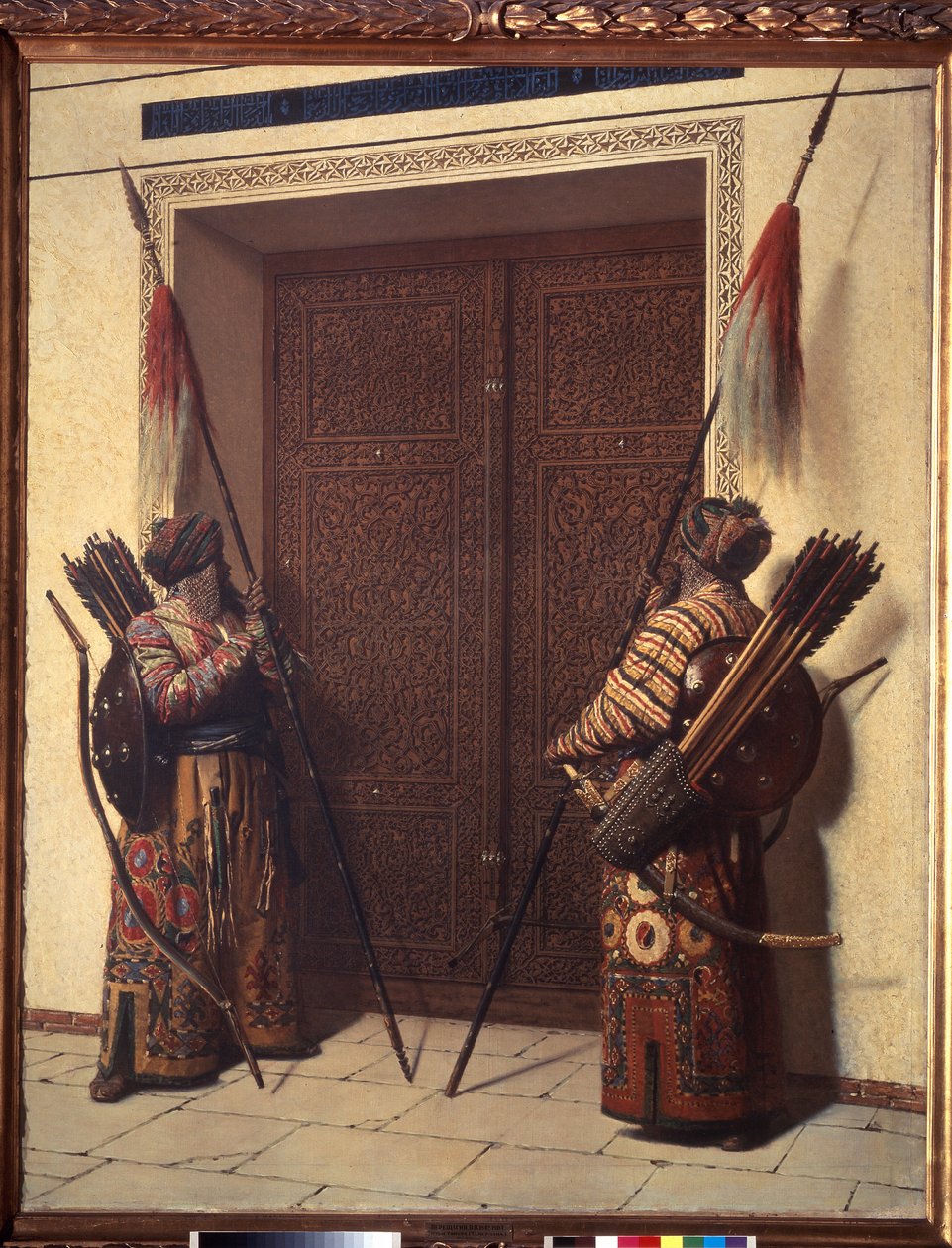 Las Puertas de Tamerlán (Dos guerreros estacionados en la puerta del palacio de Timur Lang o Timur el cojo o el gran de Vasili Vasilievich Vereshchagin