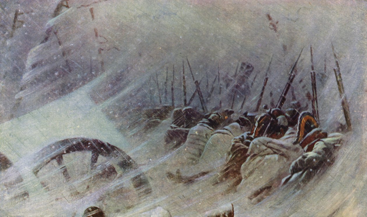 El vivac nocturno del Gran Ejército (litografía en color) de Vasili Vasilievich Vereshchagin